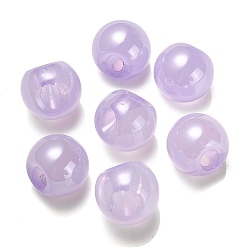 Lilas Perles acryliques opaques, ronde, top foré, lilas, 19x19x19mm, Trou: 3mm