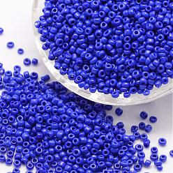 Azul 12/0 perlas de cristal de la semilla, Grado A, rondo, colores opacos, azul, 1.8~2.0 mm, agujero: 0.8 mm, sobre 28000 unidades / libra