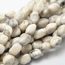 Howlite Natural Howlite Nuggets Bead Strands, Tumbled Stone, 13~18x10~13mm, Hole: 1mm, about 21~26pcs/strand, 15.74 inch