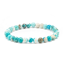 Howlite Bracelet extensible perlé rond en howlite naturelle, bijoux en pierres précieuses pour femmes, perles: 6 mm, diamètre intérieur: 2-1/8 pouce (5.5 cm)