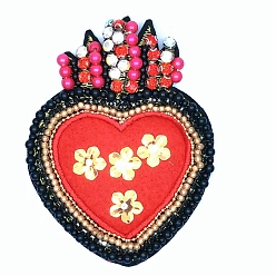 Red Heart Beading Costume Accessories, for Valentine's Day, Red, 117x90mm