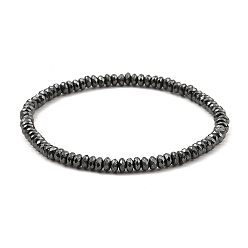 Non-magnetic Hematite Synthetic Non-Magnetic Hematite Beaded Bracelets, Faceted Rondelle, Inner Diameter: 2-1/8 inch(5.45cm)