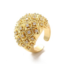 Oro Anillo de puño abierto con cúpula redonda de circonita cúbica transparente, joyas de latón para mujer, dorado, tamaño de EE. UU. 6 3/4 (17.1 mm)