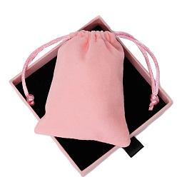 Pink Velvet Storage Bag, Drawstring Bag, Rectangle, Pink, 10x8cm