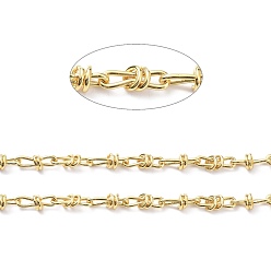 Real 18K Gold Plated Brass Cable Chain, with Spool, Unwelded, Real 18K Gold Plated, 18x7x5mm
