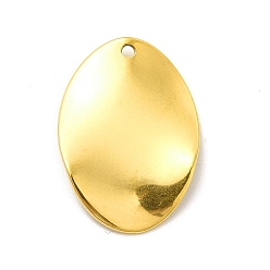 Golden Ion Plating(IP) 201 Stainless Steel Pendants, Oval Charm, Golden, 22.5x16x1.5mm, Hole: 1.2mm