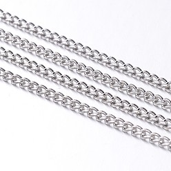 Платина Железные витые цепочки обуздать цепи, несварные, платиновый цвет, с катушкой, ссылка: 2x3 mm, толщиной 0.5 мм , около 328.08 футов (100 м) / рулон