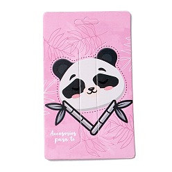 Perlas de Color Rosa Tarjetas de exhibición de clip de pelo de papel, rectángulo con patrón de panda, rosa perla, 10.5x6.3x0.05 cm, agujero: 17x5.5 mm