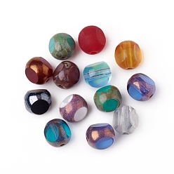 Mixed Color Retro Czech Glass Beads, Electroplate or Opaque Effect, Half Round, Mixed Color, 8x7.5mm, Hole: 1.2mm, about 120pcs/bag