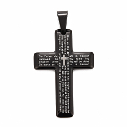 Gunmetal & Stainless Steel Color 304 Stainless Steel Big Pendants, Cross with Word, Gunmetal & Stainless Steel Color, 50.5x34.5x3.5mm, Hole: 5mm