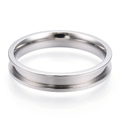 Color de Acero Inoxidable 201 ajustes de anillo de dedo acanalados de acero inoxidable, núcleo de anillo en blanco, para hacer joyas con anillos, color acero inoxidable, diámetro interior: 19 mm