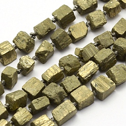 Chalcopyrite Natural Chalcopyrite Beads Strands, Nuggets, 5~8x5~7x5~7mm, Hole: 1mm, 16.5 inch(41.9cm)