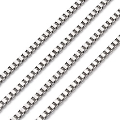 Stainless Steel Color 304 Stainless Steel Venetian Chains, Box Chain, Unwelded, Stainless Steel Color, 3x3mm