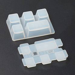Blanc Moule en silicone pour keycap de bricolage, avec couvercle, moules de résine, pour la résine UV, fabrication artisanale de résine époxy, blanc, 70x46x16mm