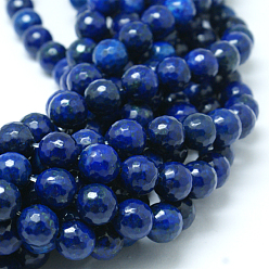 Lapis Lazuli Lapis-lazuli, brins de perles naturels , teint, facette, ronde, 6mm, Trou: 1mm, Environ 61 pcs/chapelet, 14.9 pouces ~ 15.1 pouces
