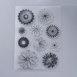 Flower Silicone Stamps, for DIY Scrapbooking, Photo Album Decorative, Cards Making, Stamp Sheets, Floral Pattern, 160x110x3mm