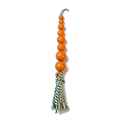 Orange Foncé Décorations de pendentifs en perles de bois de pâques, décorations suspendues avec pompons et corde de chanvre, forme de carotte, orange foncé, 245mm