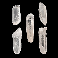 Cristal de Quartz Cristal de quartz naturel gros pendentifs, cristal de roche, facette, charme rectangle, 60.5~68x13~20x13~17.5mm, Trou: 2mm