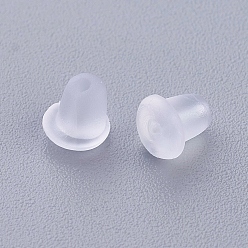 Clear Plastic Ear Nuts, Earring Backs, Clear, 5x4mm, Hole: 0.5mm