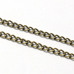 Bronce Antiguo Collar de cadena trenzado de hierro vintage para el diseño de relojes de bolsillo, con broches de langosta, Bronce antiguo, 31.5 pulgada, link: 3.3x4.6x0.9 mm