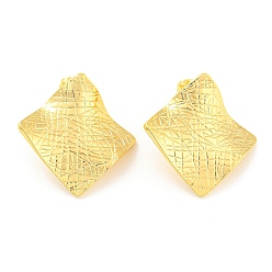 Настоящее золото 18K Серьги-гвоздики в виде ромба из латуни с гальваническим покрытием, долговечный, без свинца и без кадмия, реальный 18 k позолоченный, 29x29 мм