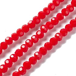 Красный Граненые(32 грани) нити стеклянных бусин, круглые, красные, 6x5.5 мм, отверстие : 1.2 мм, около 95 шт / нитка, 22.24'' (56.5 см)