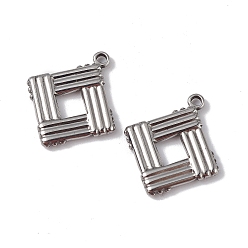 Stainless Steel Color 304 Stainless Steel Pendants, Rhombus Charm, Stainless Steel Color, 17x15.5x1.7mm, Hole: 1.2mm