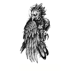 Pájaro Pegatinas de papel de tatuajes temporales removibles de halloween, negro, pájaro, 21x11.4 cm