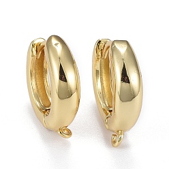 Real 18K Gold Plated Brass Hoop Earrings, Huggie Hoop Earring Finding, Long-Lasting Plated, with Horizontal Loop, Ring, Real 18K Gold Plated, 16x15x2~4mm, Hole: 1.2mm, Pin: 1mm