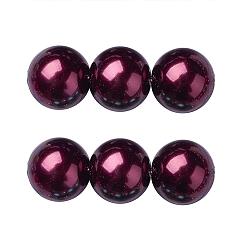 Brun Brins de perles rondes en verre teinté écologique, Grade a, cordon en coton fileté, brun, 14mm, Trou: 0.7~1.1mm, Environ 30 pcs/chapelet, 15 pouce