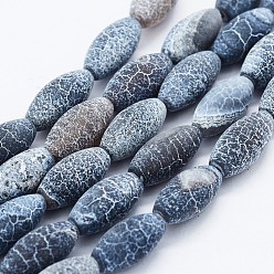 Weathered Agate Natural Weathered Agate Beads Strands, Dyed, Rice, 15.5~16x7~8mm, Hole: 0.8mm, about 25pcs/strand, 15.5 inch