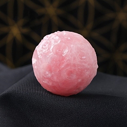 Cuarzo Rosa Natural Rose visualización de cuarzo decoraciones, adorno de piedra de energía reiki, meteorito luna redonda, 40 mm