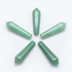 Green Aventurine Natural Green Aventurine Pointed Beads, Healing Stones, Reiki Energy Balancing Meditation Therapy Wand, Bullet, Undrilled/No Hole Beads, 30.5x9x8mm