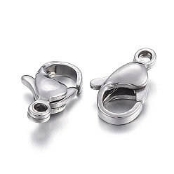 Stainless Steel Color 304 Stainless Steel Lobster Claw Clasps, Parrot Trigger Clasps, Stainless Steel Color, 12x7.5x3.5mm, Hole: 1.4mm