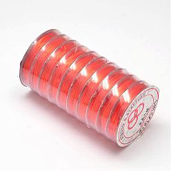 Naranja Rojo Cuerda de cristal elástica plana, hilo de cuentas elástico, para hacer la pulsera elástica, rojo naranja, 0.8 mm, aproximadamente 10.93 yardas (10 m) / rollo