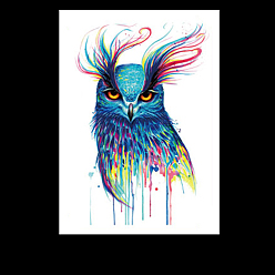 Medium Turquoise Owl Pattern Removable Temporary Water Proof Tattoos Paper Stickers, Medium Turquoise, 21x14.8cm