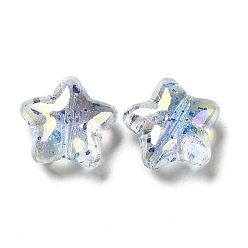Clair AB Placage uv perles acryliques transparentes, iridescent, de couleur plaquée ab , étoiles, clair ab, 19x20x9mm, Trou: 2mm