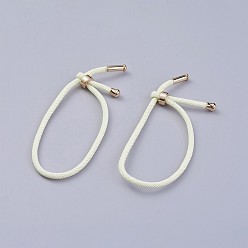 Beige Fabrication de bracelet en corde de coton torsadée, avec les accessoires en acier inoxydable, or, beige, 9 pouces ~ 9-7/8 pouces (23~25 cm), 3mm