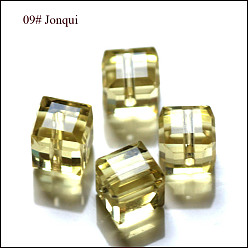 Light Khaki Imitation Austrian Crystal Beads, Grade AAA, Faceted, Cube, Light Khaki, 5~5.5x5~5.5x5~5.5mm(size within the error range of 0.5~1mm), Hole: 0.7~0.9mm