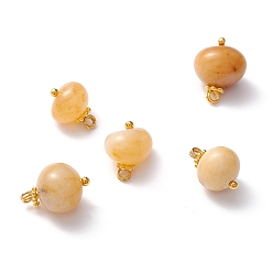 Topaz Jade Natural Topaz Jade Charms, with Brass Eye Pin & Alloy Daisy Spacer Beads, Golden, Nuggets, 12~14.5x9.5~11.5x8.5~11mm, Hole: 1.8mm