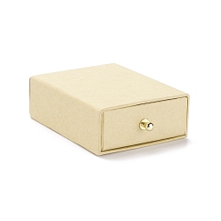 Pale Goldenrod Rectangle Paper Drawer Jewelry Set Box, with Brass Rivet, for Earring, Ring and Necklace Gifts Packaging, Pale Goldenrod, 7x9x3cm