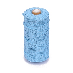 Sky Blue 100M Round Cotton Braided Cord, for DIY Handmade Tassel Embroidery Craft, Sky Blue, 3mm, about 109.36 Yards(100m)/Roll