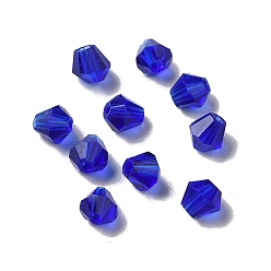Medium Blue Glass Imitation Austrian Crystal Beads, Faceted, Diamond, Medium Blue, 4x4mm, Hole: 0.7mm