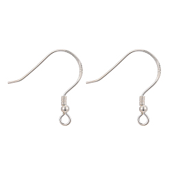 Silver 925 Sterling Silver Earring Hooks, with 925 Stamp, Silver, 18x19x2mm, Hole: 1.5mm, 24 Gauge, Pin: 0.5mm