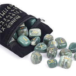 African Jade Natural African Jade Rune Stones, Tumbled Stone, Healing Stones for Chakras Balancing, Crystal Therapy, Meditation, Reiki, Divination Stone, Nuggets, 10~30mm, 24pcs/bag