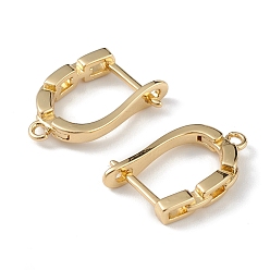 Real 18K Gold Plated Brass Hollow Out Rectangle Hoop Earring Findings, Latch Back, Lead Free & Cadmium Free, Real 18K Gold Plated, 18.5x12x3mm, Hole: 1.2mm, Pin: 1mm