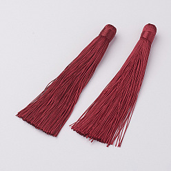 Rouge Foncé Nylon pompon grandes décorations pendantes, rouge foncé, 120x10mm, Trou: 5mm