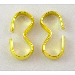 Oro Conectores de enlace rápido de hierro, fornituras de la cadena de, número 3 cierres en forma de cierres, dorado, 14x7 mm, agujero: 2.5~4.2 mm