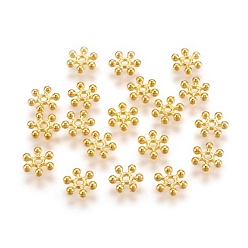 Oro Cuentas espaciadoras de aleación de copo de nieve, estilo tibetano, sin plomo y cadmio, dorado, 7x2 mm, agujero: 1 mm