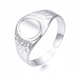 Stainless Steel Color 304 Stainless Steel Oval Open Cuff Ring, Chunky Ring for Women, Stainless Steel Color, US Size 7(17.3mm)